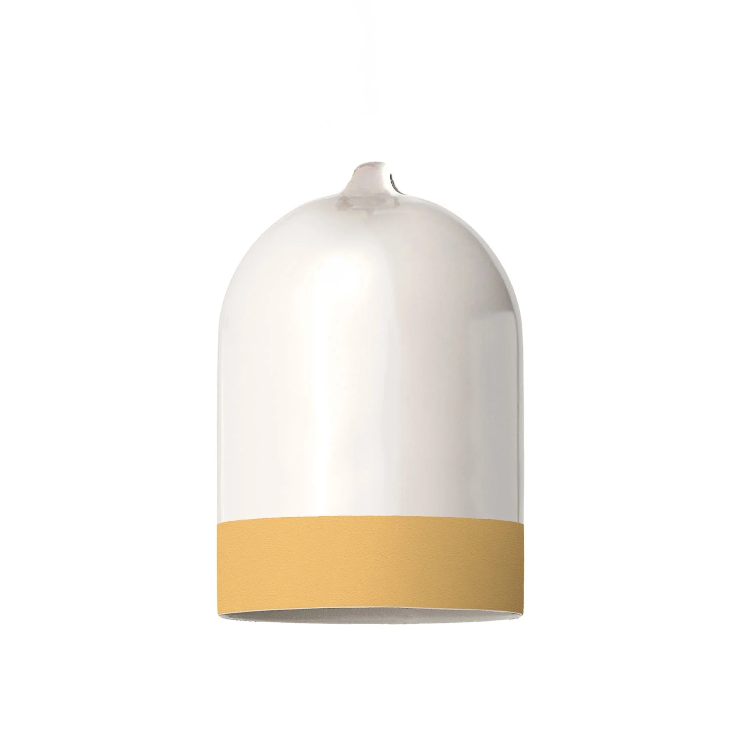 Paralume Campana Mini XS bicolore in ceramica Bianco e Giallo, collezione Materia - Made in Italy - Image 3