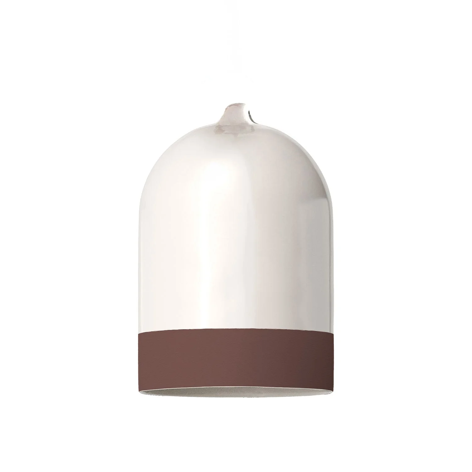 Paralume Campana Mini XS bicolore in ceramica Bianco e Marrone, collezione Materia - Made in Italy - Image 3