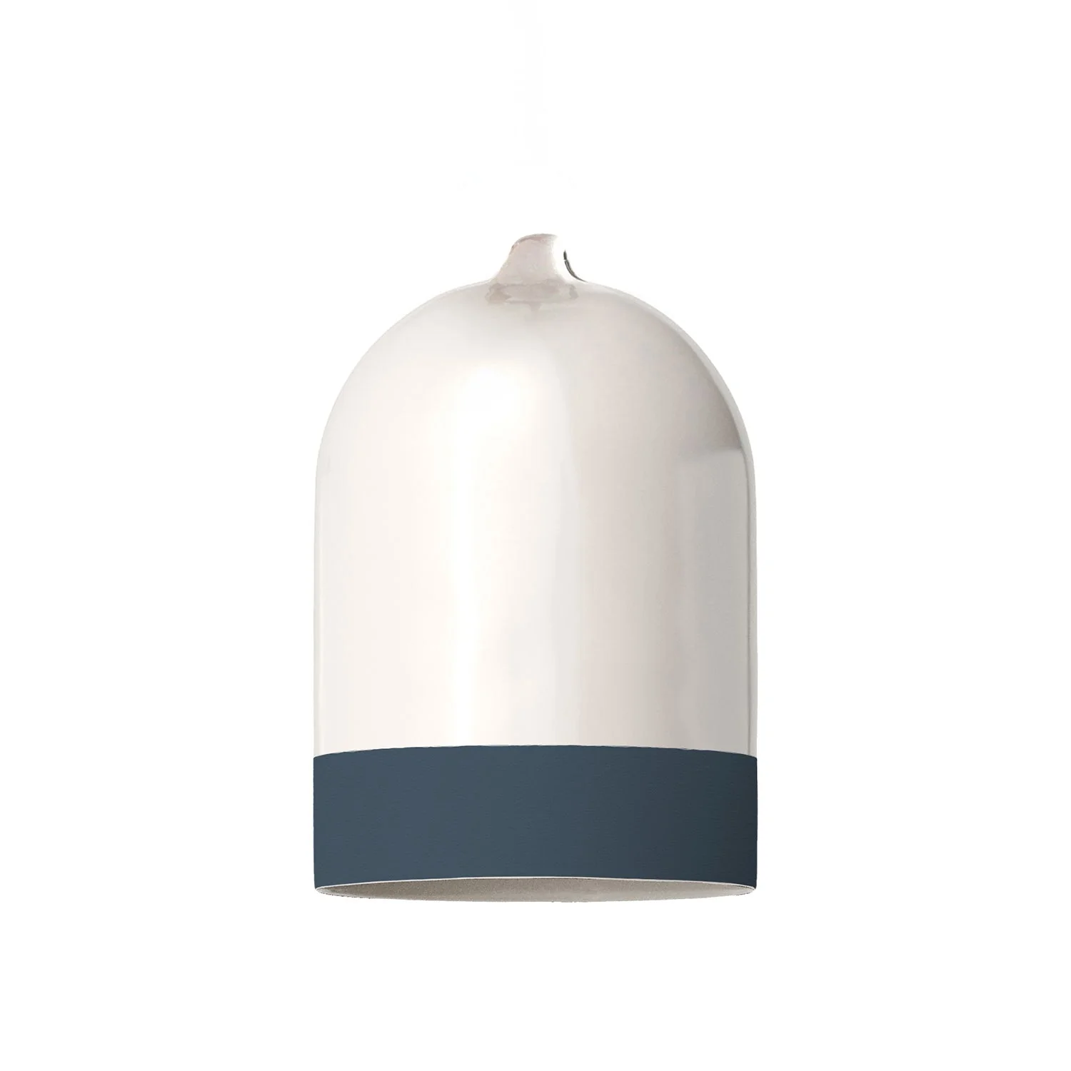 Paralume Campana Mini XS bicolore in ceramica Bianco e Petrolio, collezione Materia - Made in Italy - Image 3