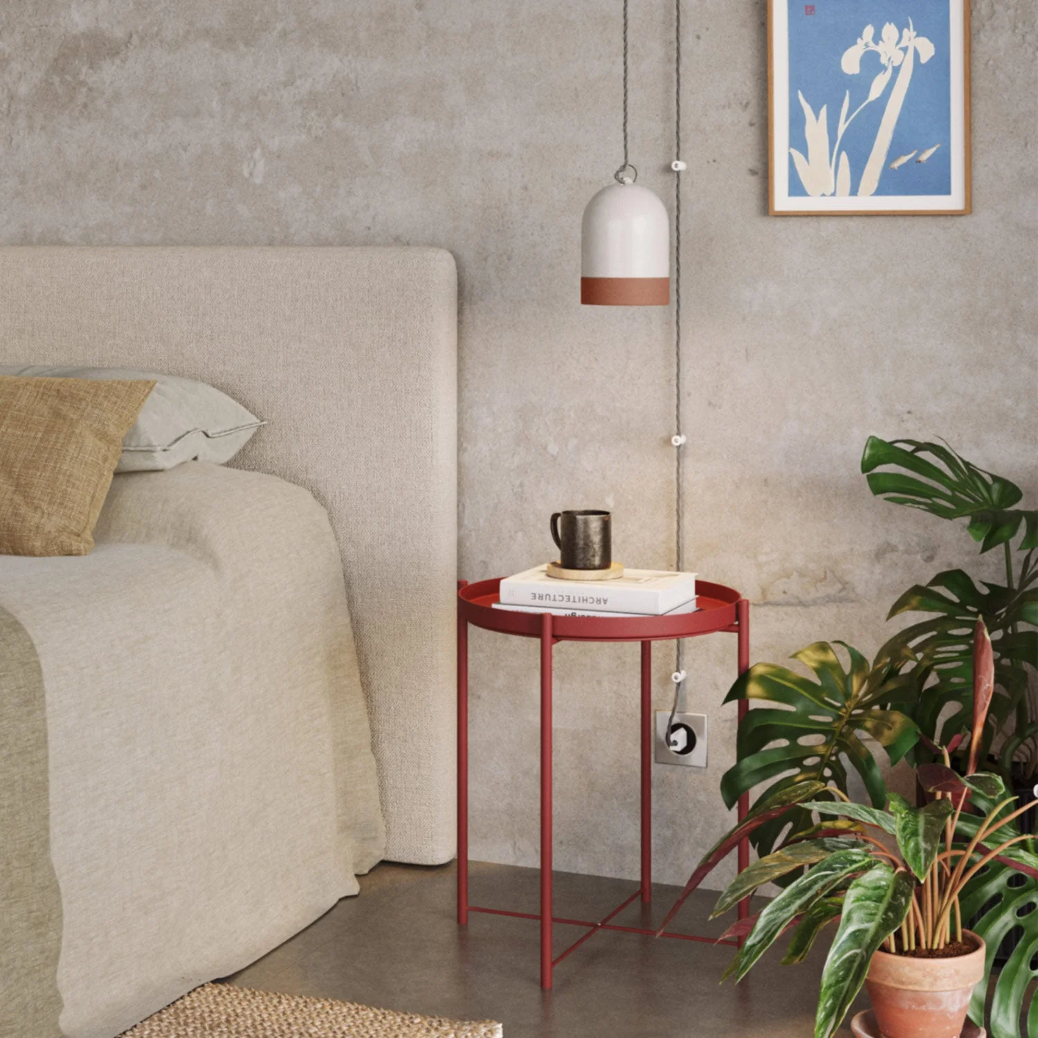 Paralume Campana Mini XS bicolore in ceramica Bianco e Terracotta, collezione Materia - Made in Italy - Image 2