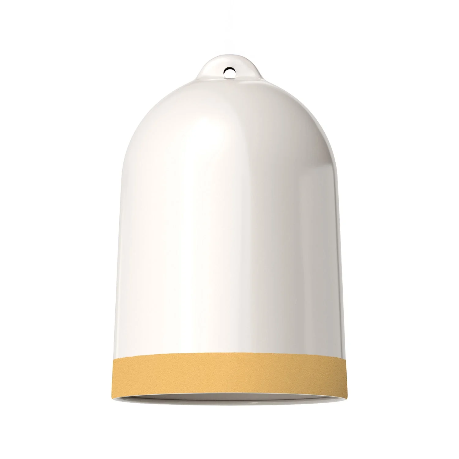 Paralume Campana XL bicolore in ceramica Bianco e Giallo, collezione Materia - Made in Italy - Image 3