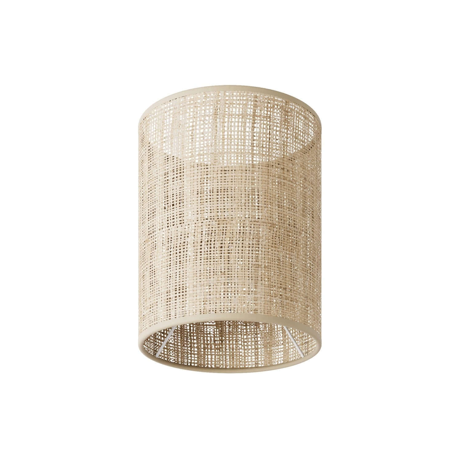Paralume Cilindro in tessuto con attacco E27 - 100% Made in Italy - Rafia naturale