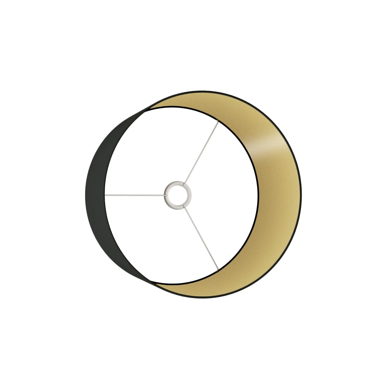 Paralume Cilindro L in tessuto con attacco E27 - Made in Italy - Nero/Oro - Image 3