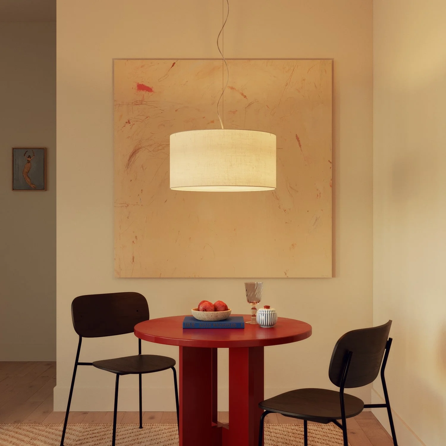 Paralume Cilindro XL in tessuto con attacco E27 - Made in Italy - Lino Crudo - Image 2
