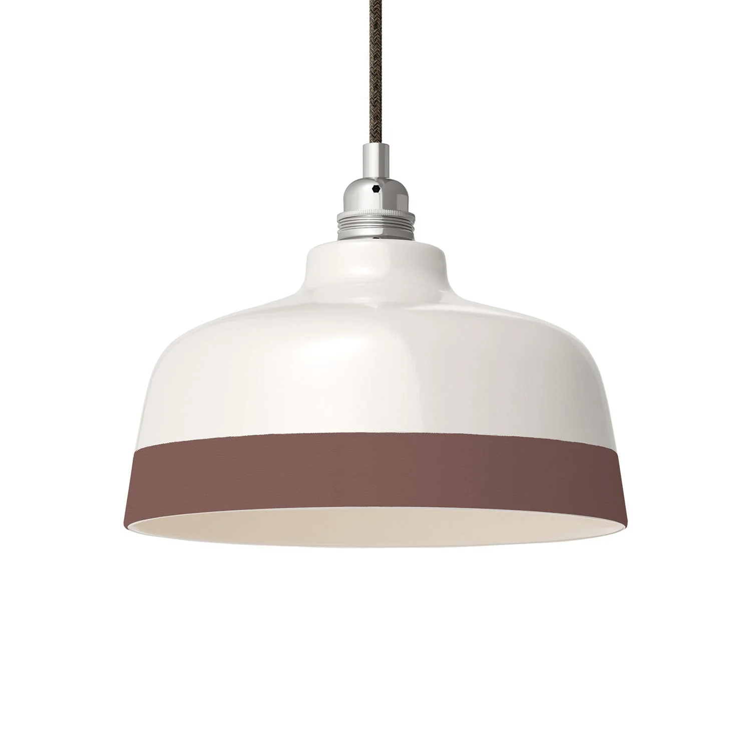 Paralume Coppa bicolore in ceramica Bianco e Marrone, collezione Materia - Made in Italy