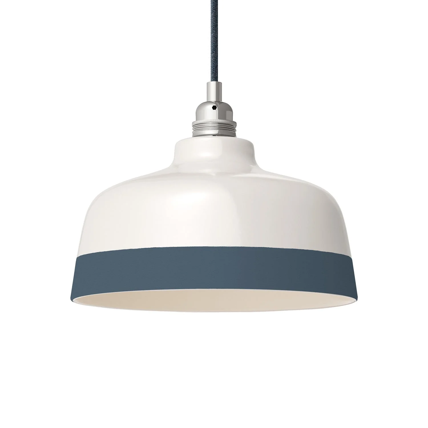 Paralume Coppa bicolore in ceramica Bianco e Petrolio, collezione Materia - Made in Italy