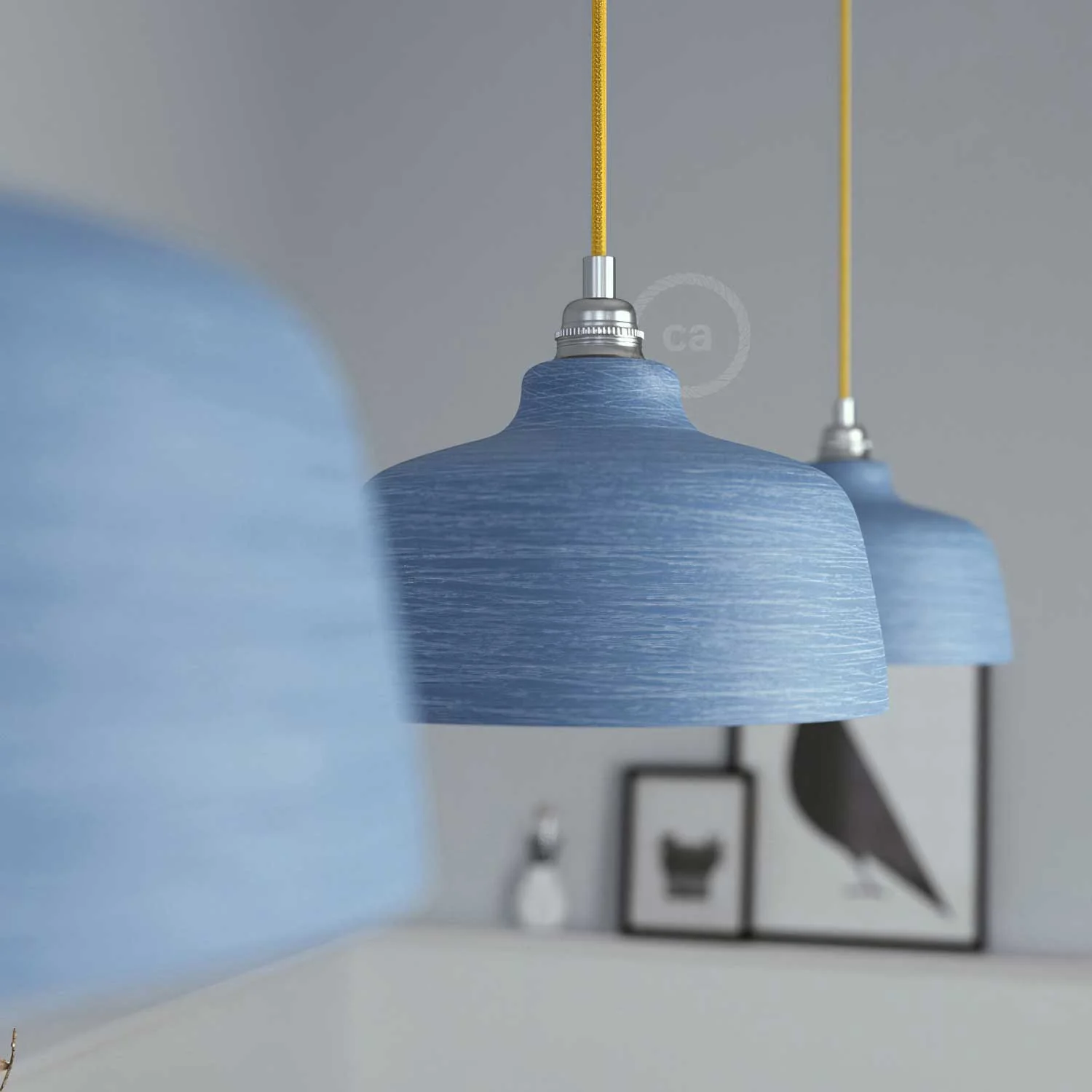 Paralume Coppa in ceramica, collezione Materia - Made in Italy - Avion striato - Image 3