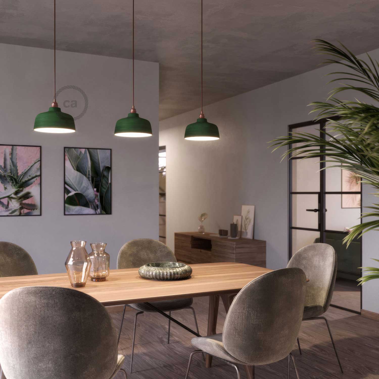 Paralume Coppa in ceramica, collezione Materia - Made in Italy - Evergreen striato - Image 2