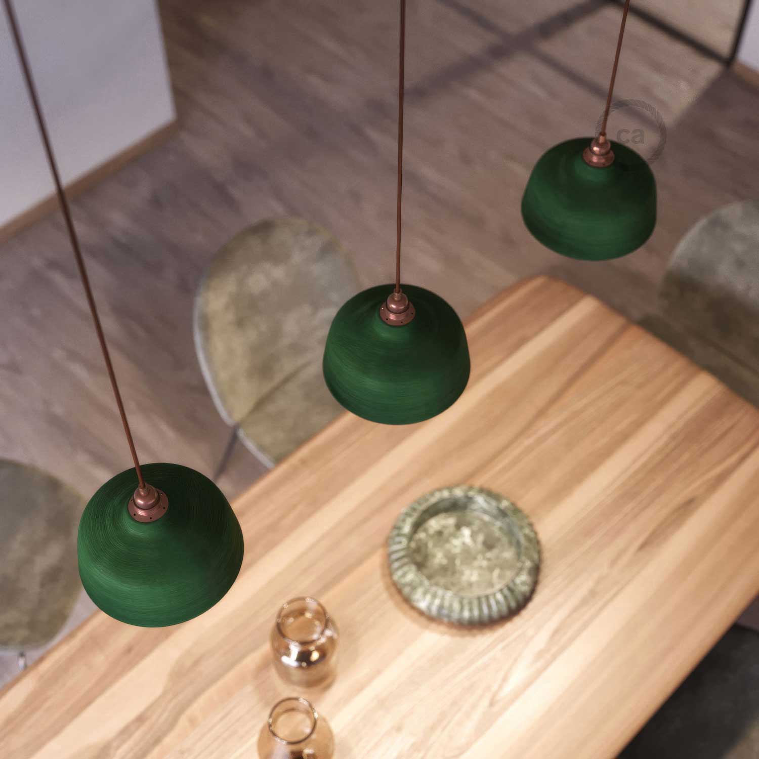 Paralume Coppa in ceramica, collezione Materia - Made in Italy - Evergreen striato - Image 3