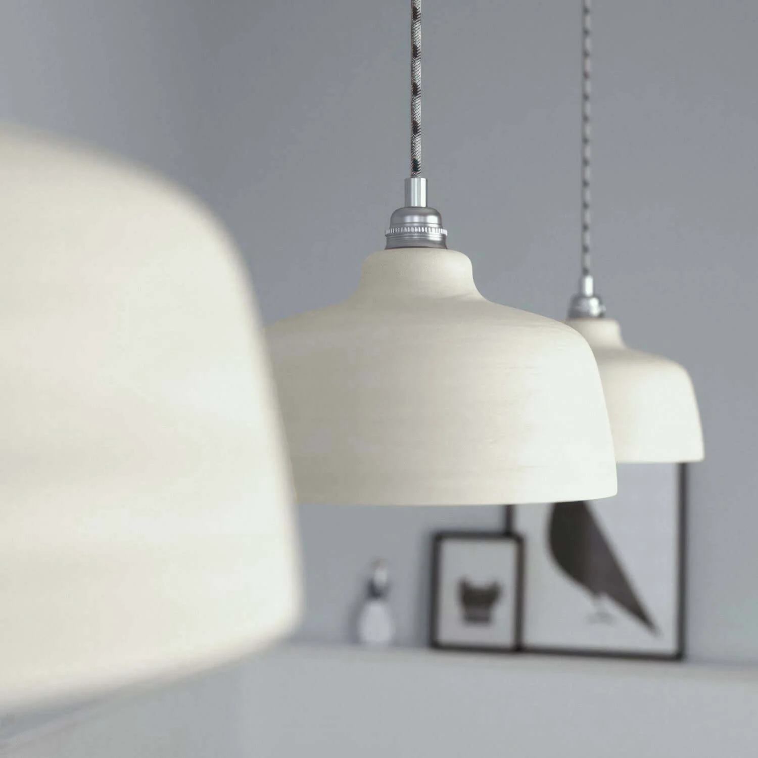 Paralume Coppa in ceramica, collezione Materia - Made in Italy - Tortora striato - Image 3
