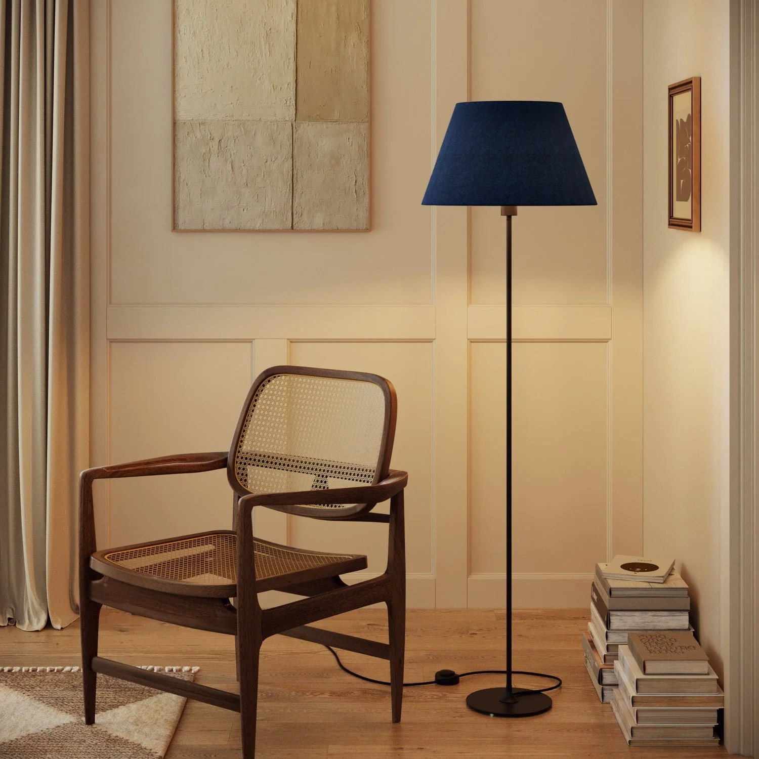 Paralume Impero L per lampada da tavolo o applique con attacco E27 - Made in Italy - Lana Blu - Image 2