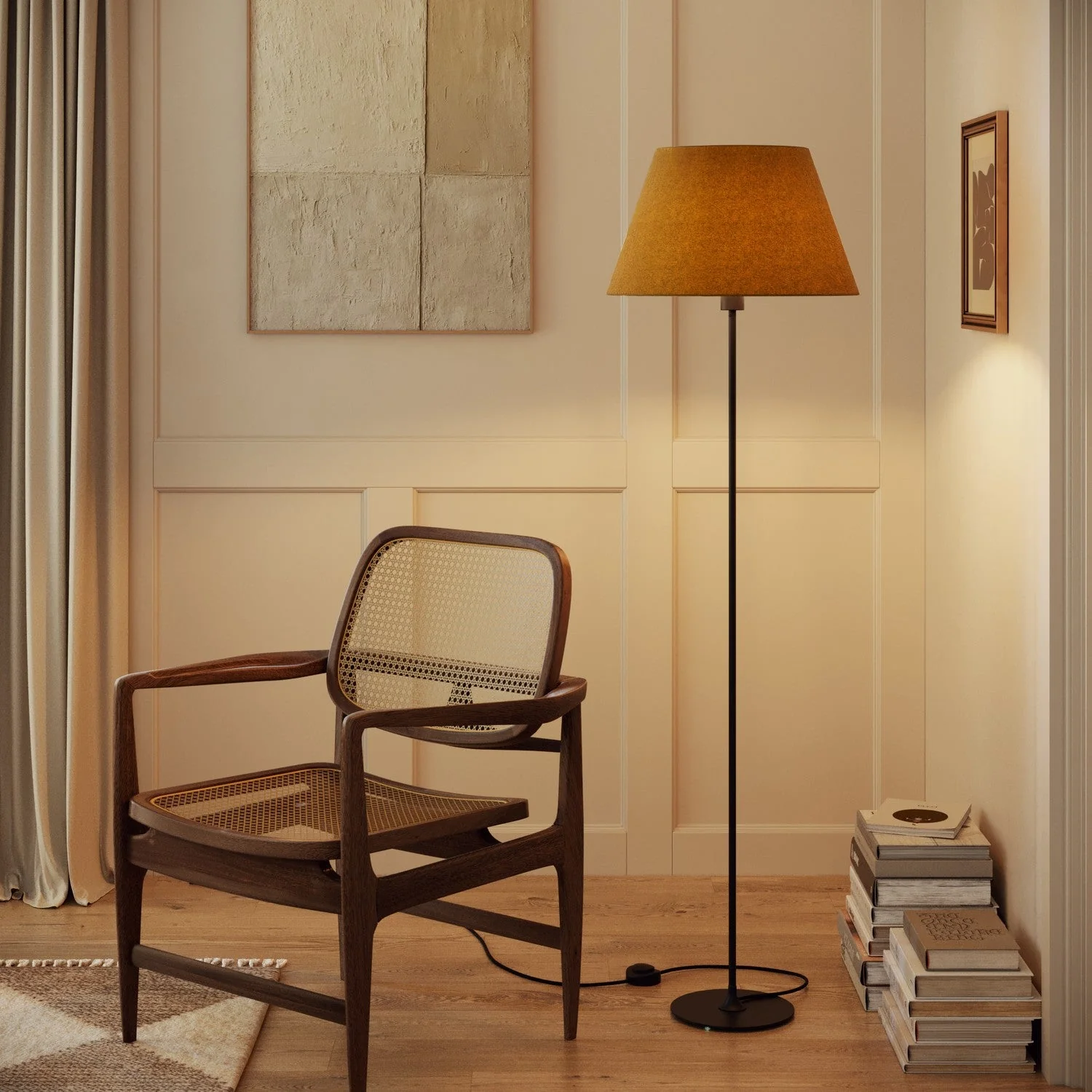 Paralume Impero L per lampada da tavolo o applique con attacco E27 - Made in Italy - Lana Senape - Image 2