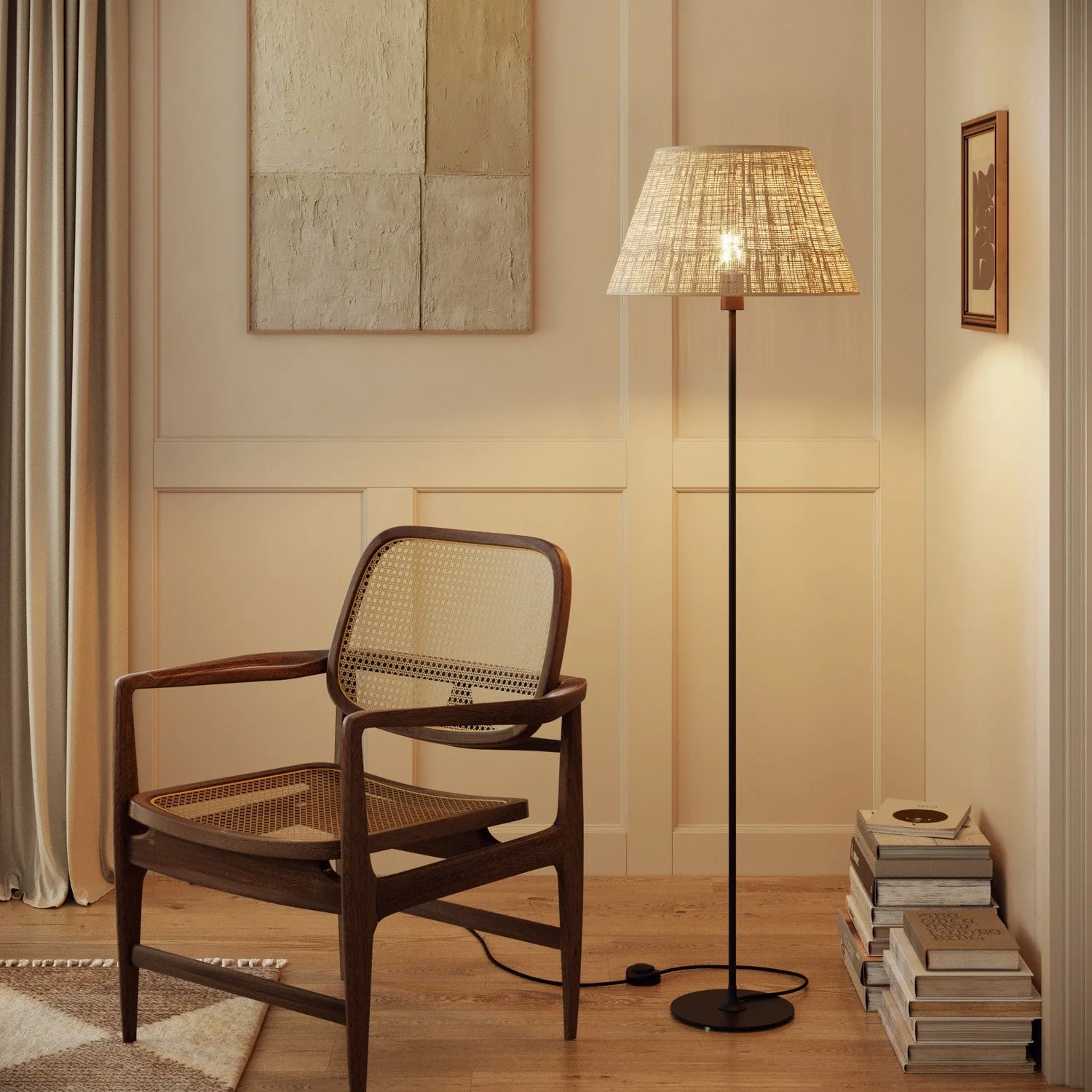 Paralume Impero L per lampada da tavolo o applique con attacco E27 - Made in Italy - Raphia - Image 2