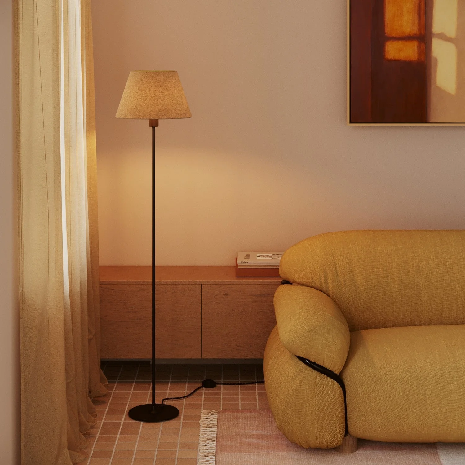 Paralume Impero M in tessuto per lampada da terra con attacco E27 - Made in Italy - Lana Beige - Image 2