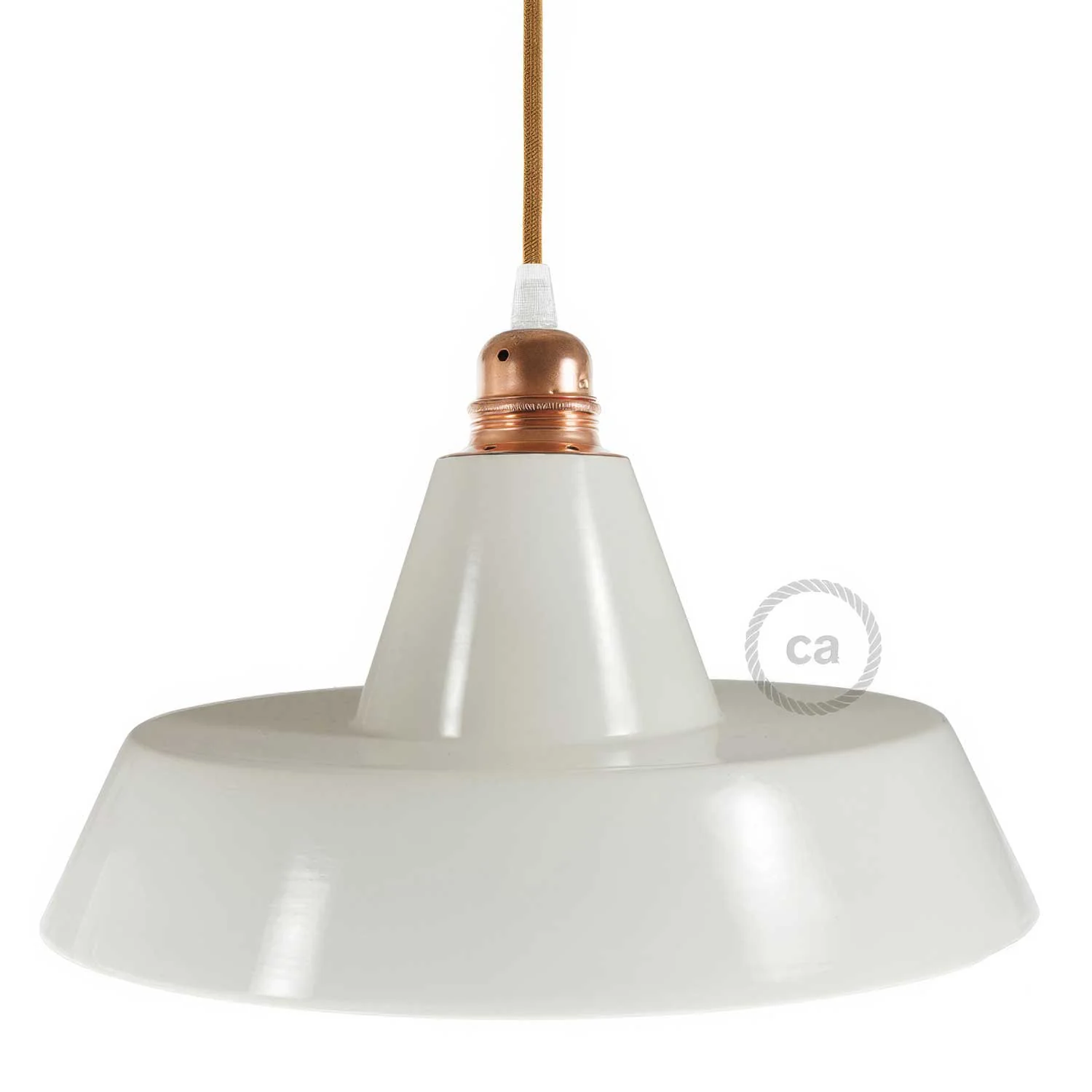 Paralume Industriale in ceramica per sospensione - Made in Italy - Bianco lucido