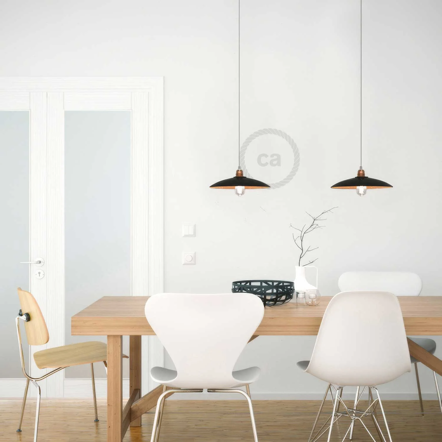 Paralume Piatto in ceramica per sospensione - Made in Italy - Nero - Rame - Image 2