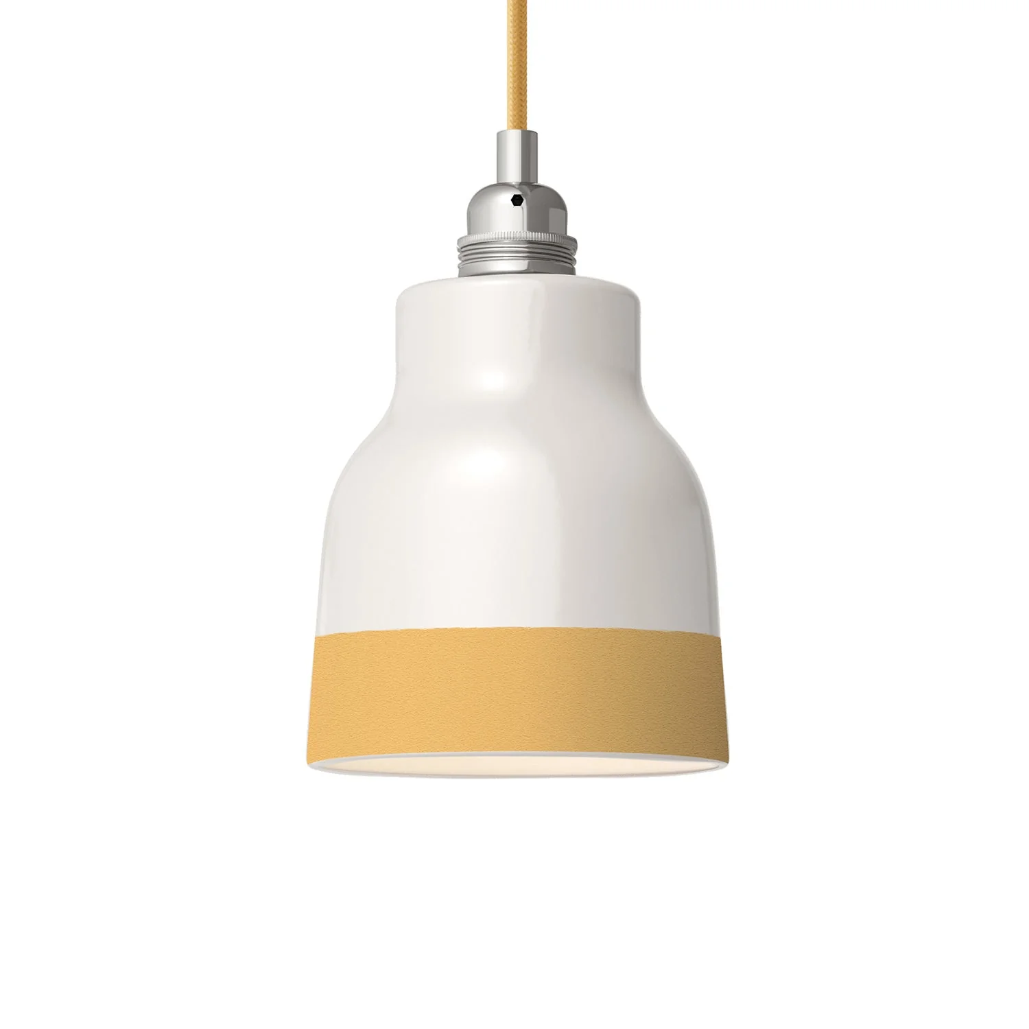 Paralume Vaso bicolore in ceramica Bianco e Giallo, collezione Materia - Made in Italy