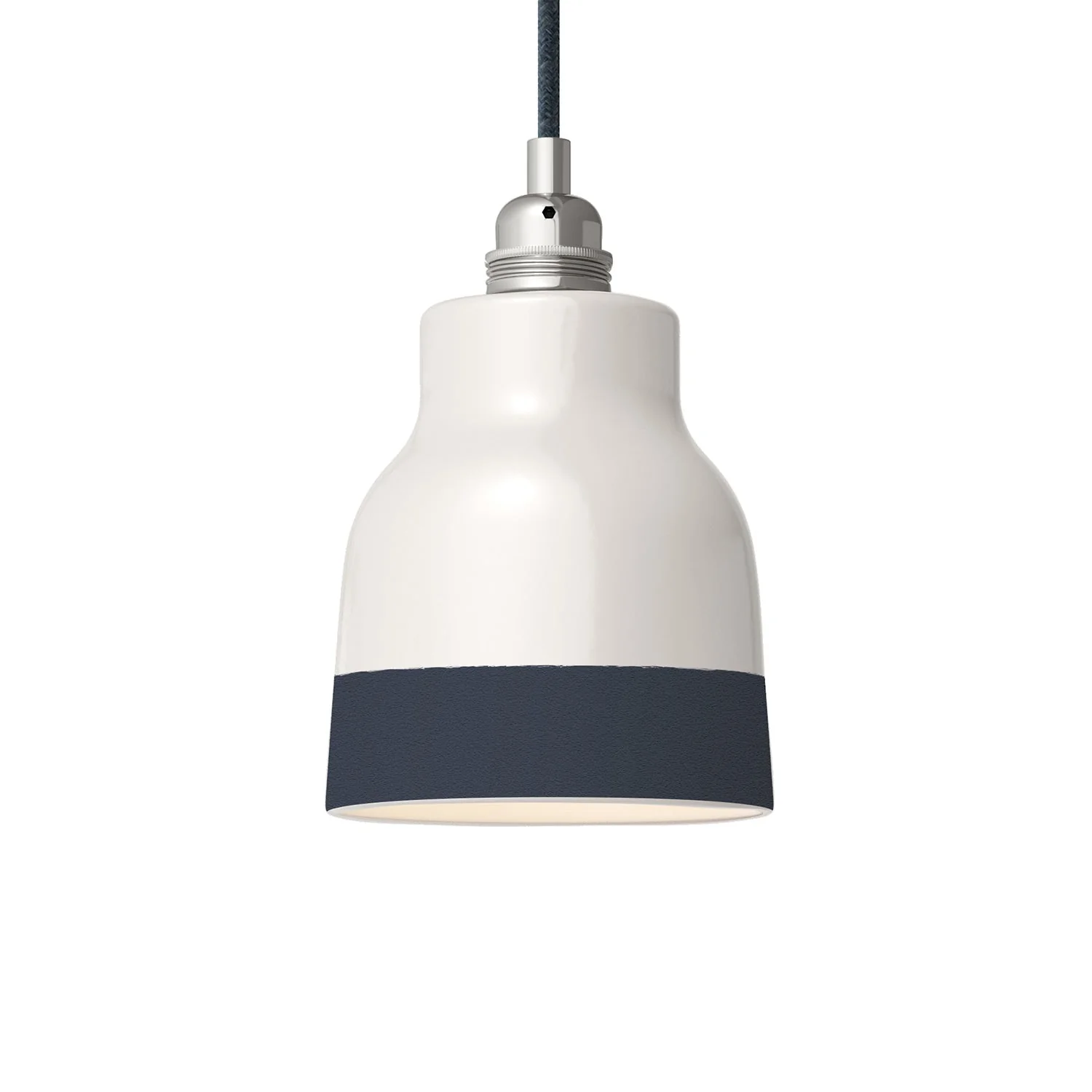 Paralume Vaso bicolore in ceramica Bianco e Petrolio, collezione Materia - Made in Italy