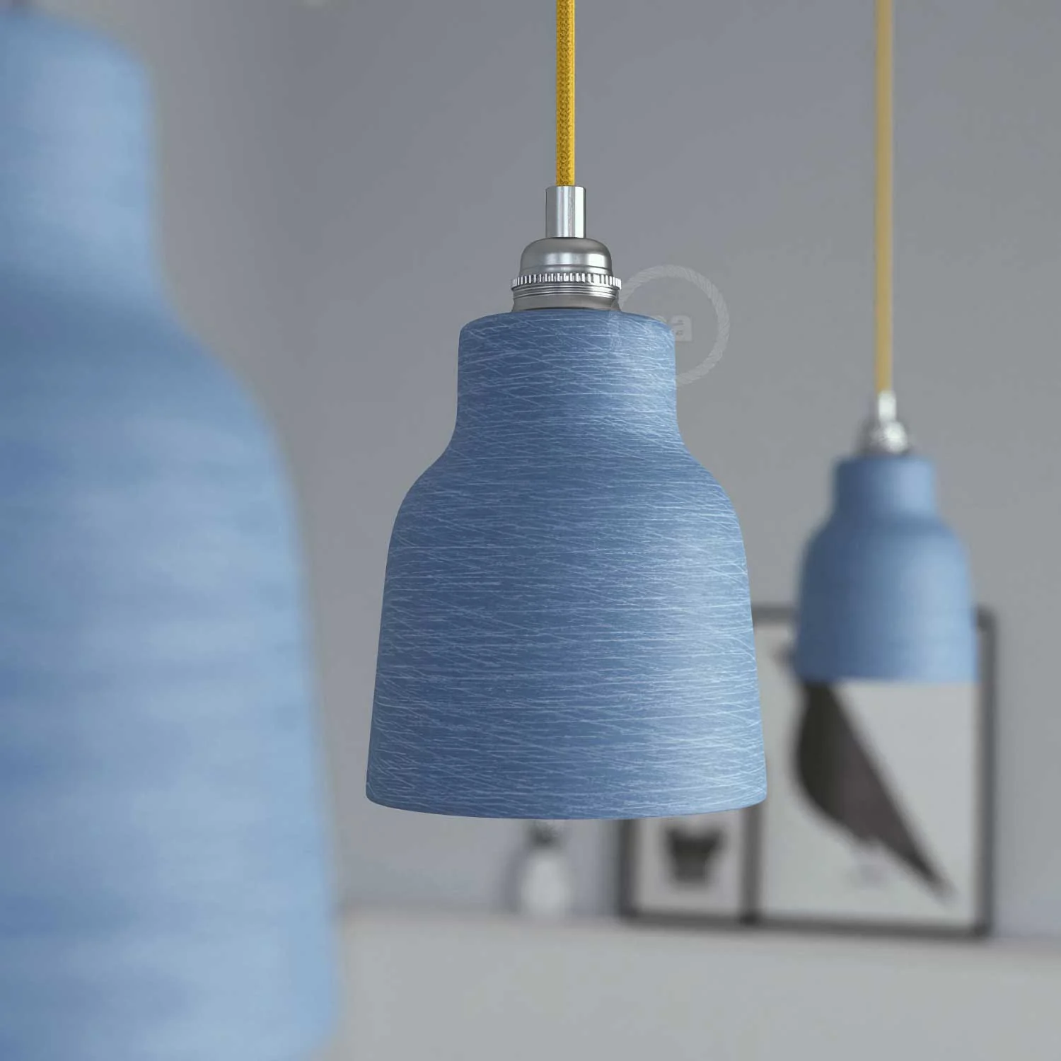Paralume Vaso in ceramica, collezione Materia - Made in Italy - Avion striato - Image 3