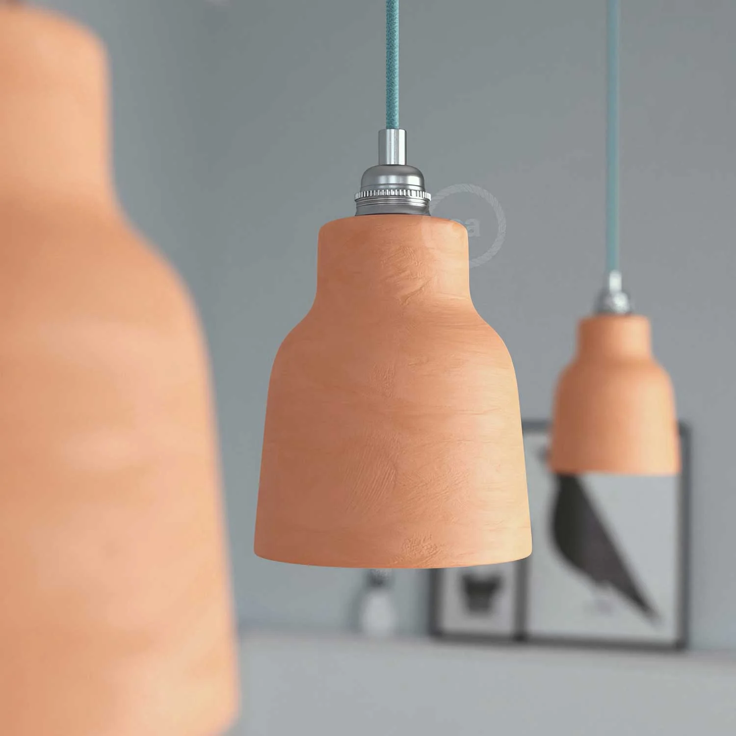 Paralume Vaso in ceramica, collezione Materia - Made in Italy - Terracotta striato - Image 3