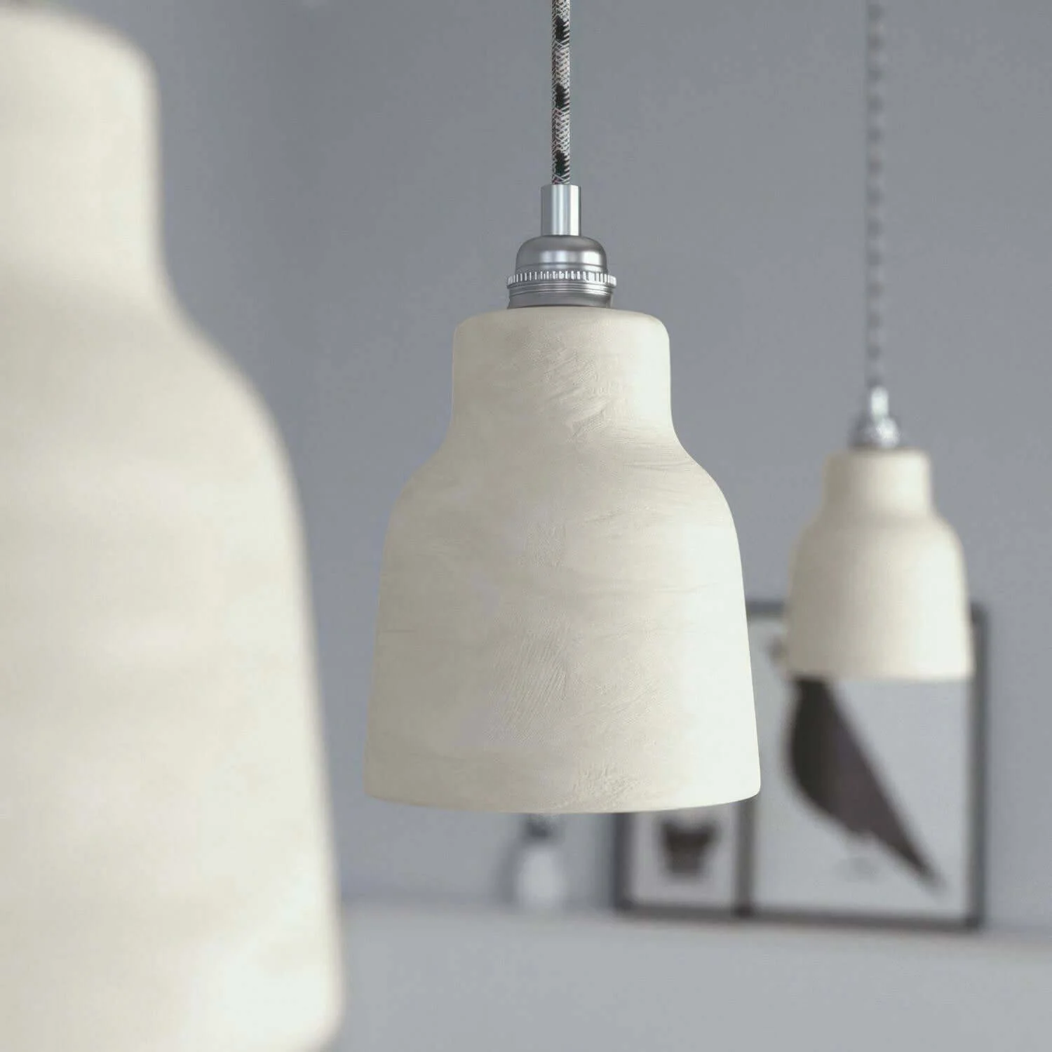Paralume Vaso in ceramica, collezione Materia - Made in Italy - Tortora striato - Image 3