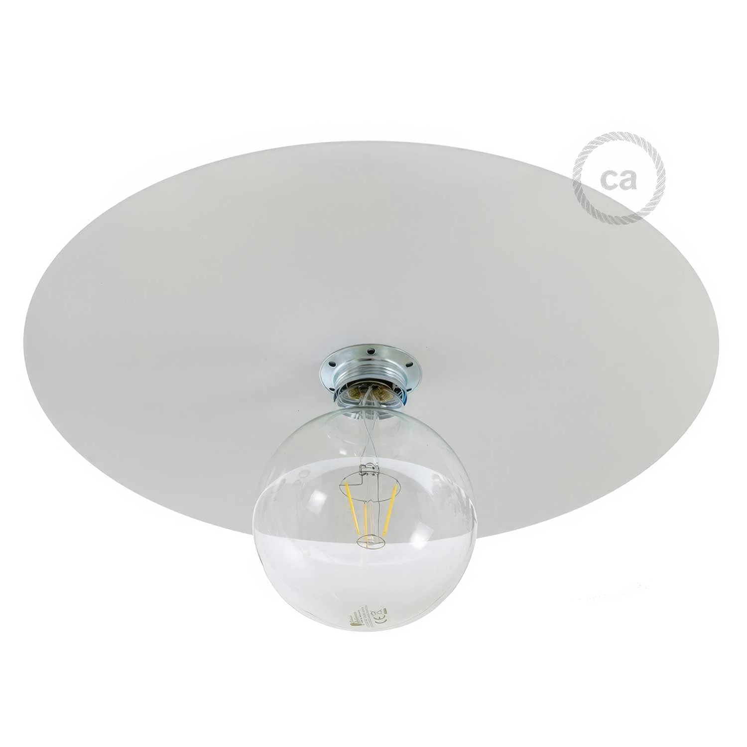 Piatto Ellepì oversize in ferro verniciato per lampade a sospensione, diametro 40 cm - Made in Italy - Bianco - Image 2
