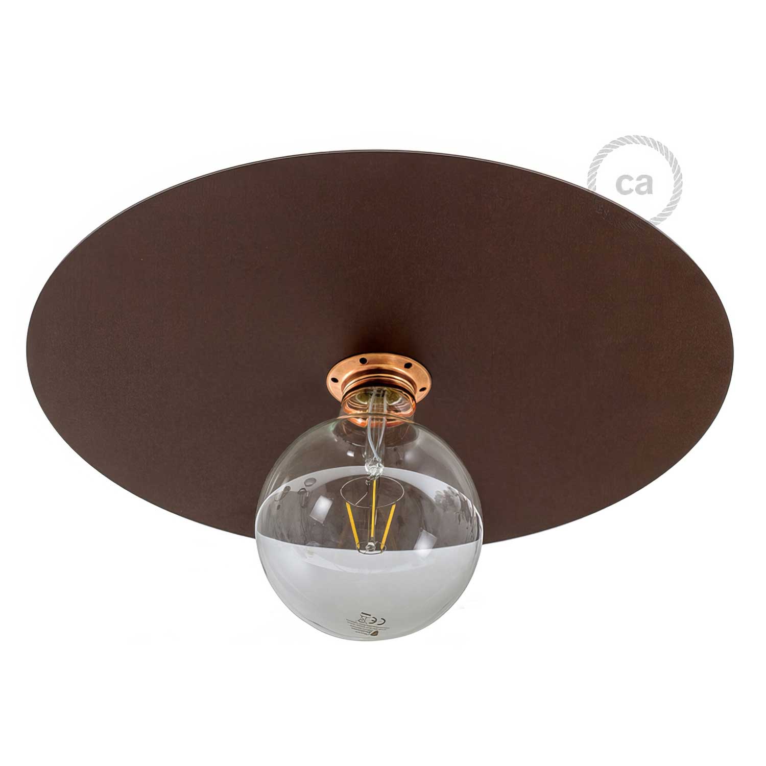 Piatto Ellepì oversize in ferro verniciato per lampade a sospensione, diametro 40 cm - Made in Italy - Effetto corten - Image 2