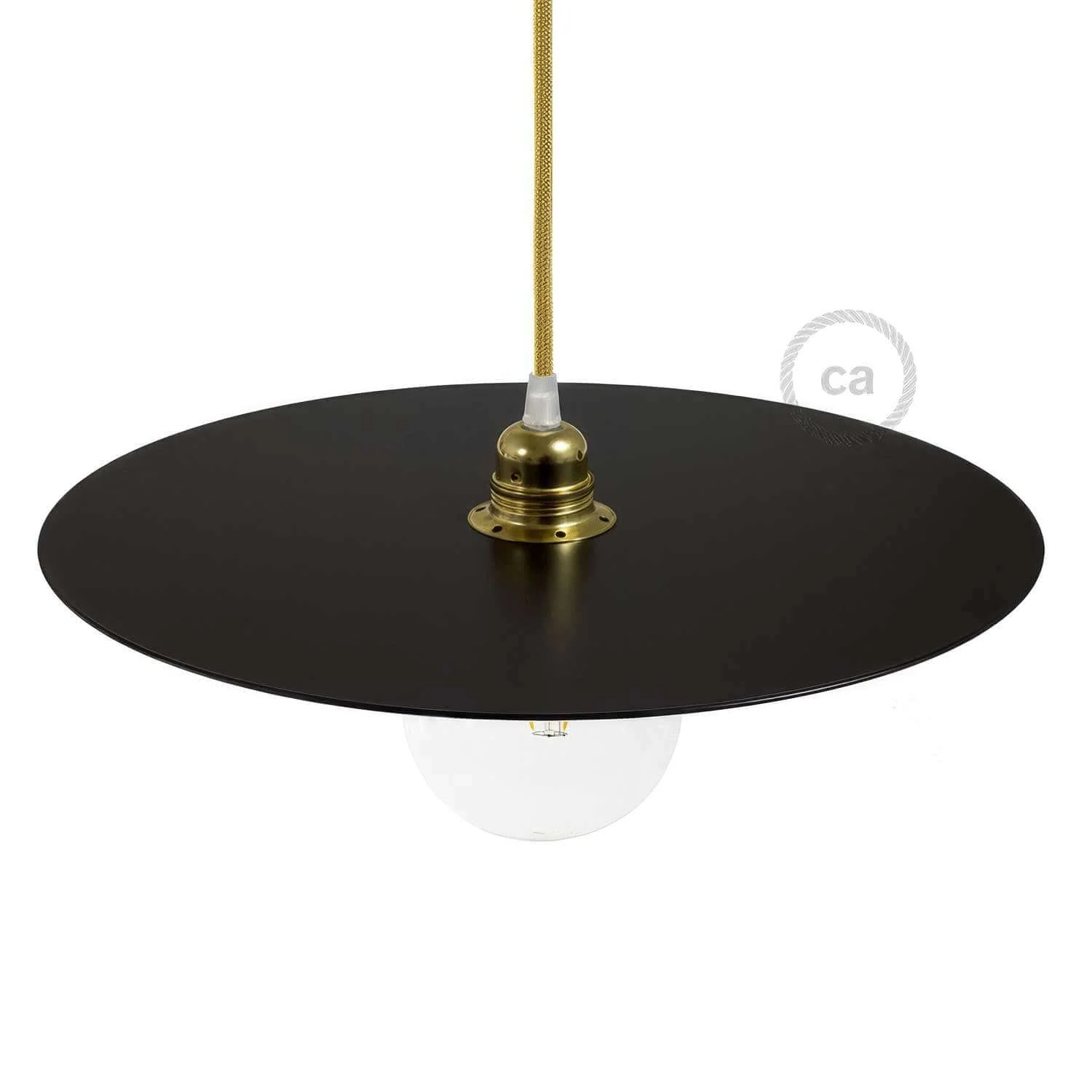 Piatto Ellepì oversize in ferro verniciato per lampade a sospensione, diametro 40 cm - Made in Italy - Nero