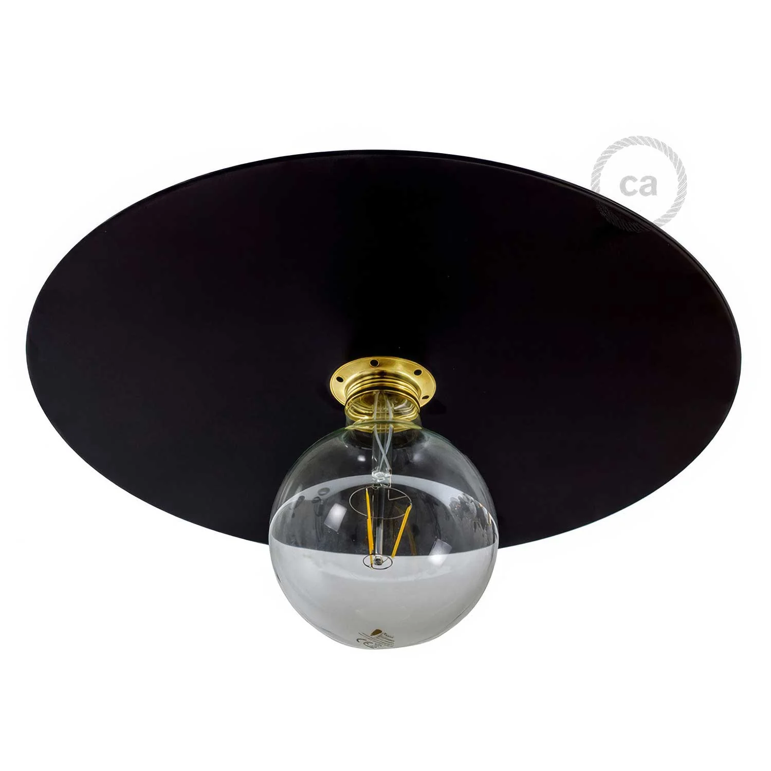 Piatto Ellepì oversize in ferro verniciato per lampade a sospensione, diametro 40 cm - Made in Italy - Nero - Image 2