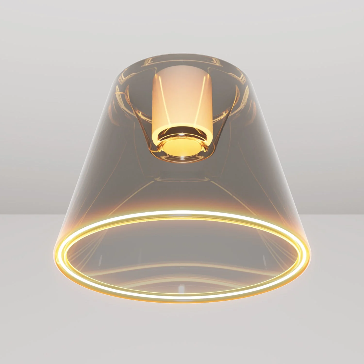 Plafoniera design con lampadina Ghost a cono smoky - Bianco
