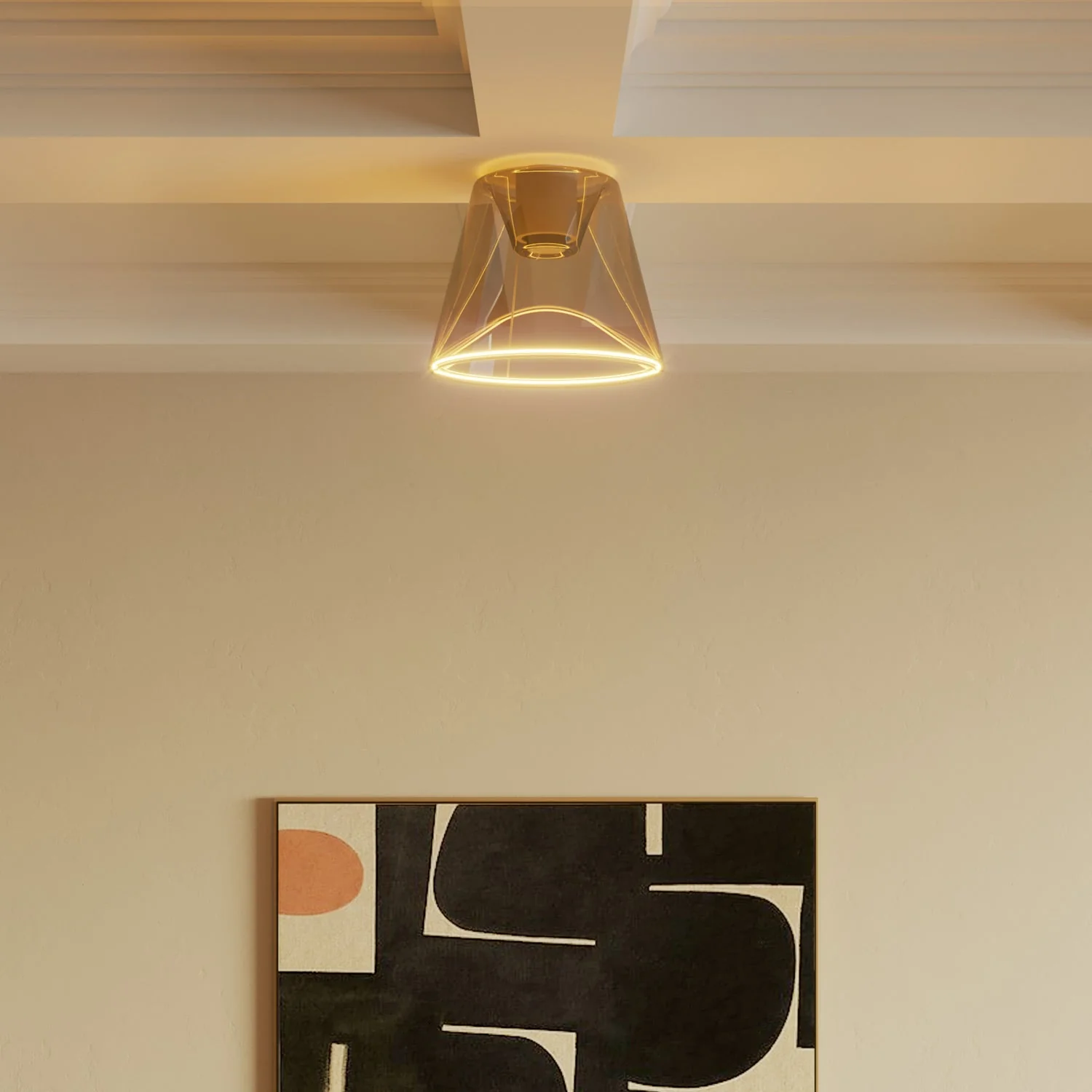 Plafoniera design con lampadina Ghost a cono smoky - Bianco - Image 2
