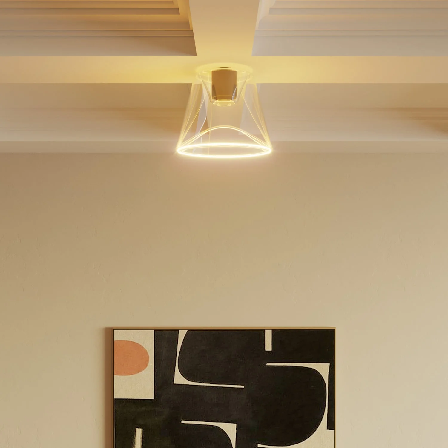 Plafoniera design con lampadina Ghost a cono trasparente - Nero - Image 2