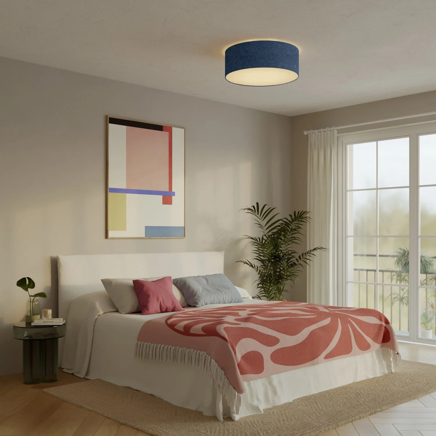 Plafoniera in tessuto Large - Made in Italy - Lana Blu - Image 2