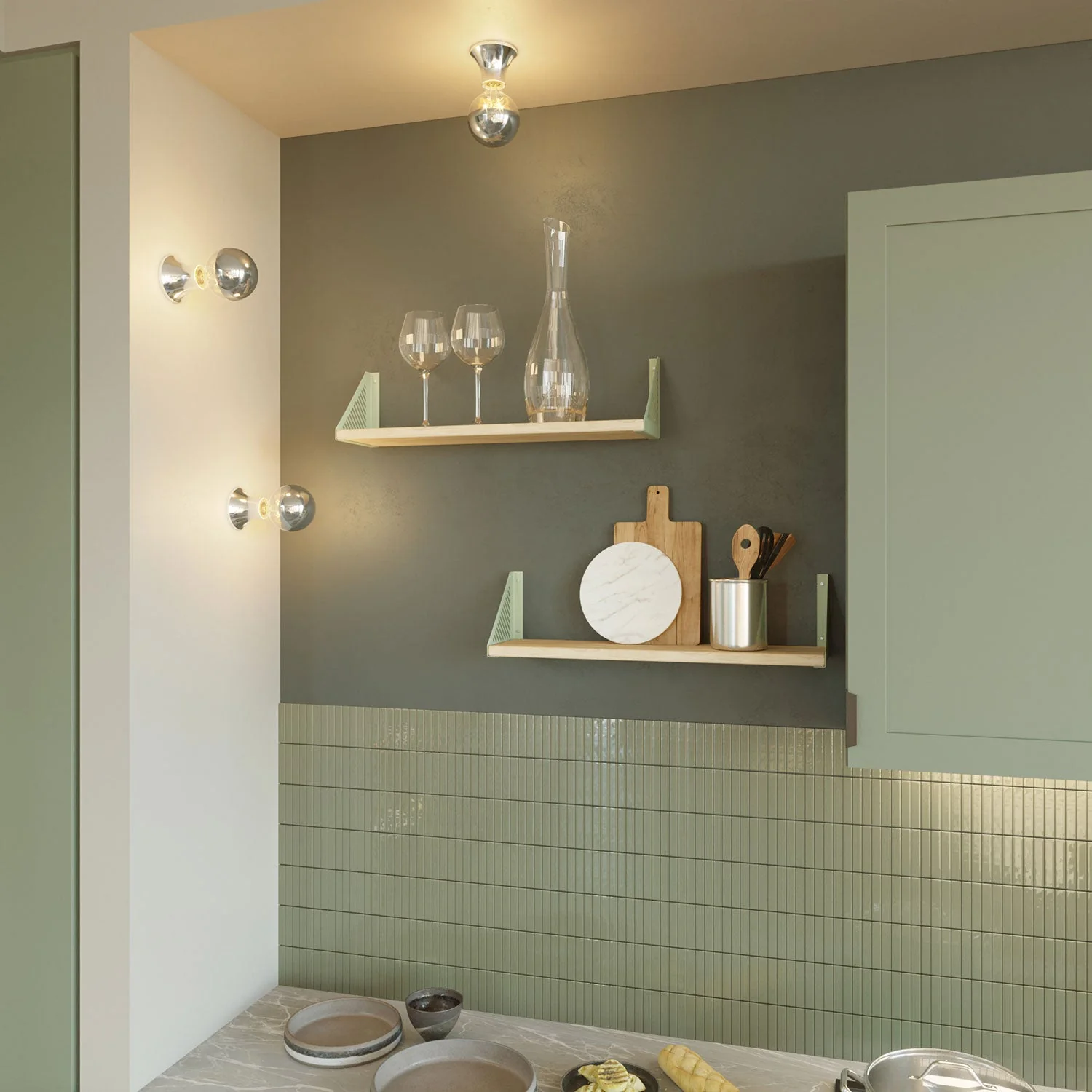 Portalampada metallizzato E27 a parete o soffitto - Cromo - Image 3