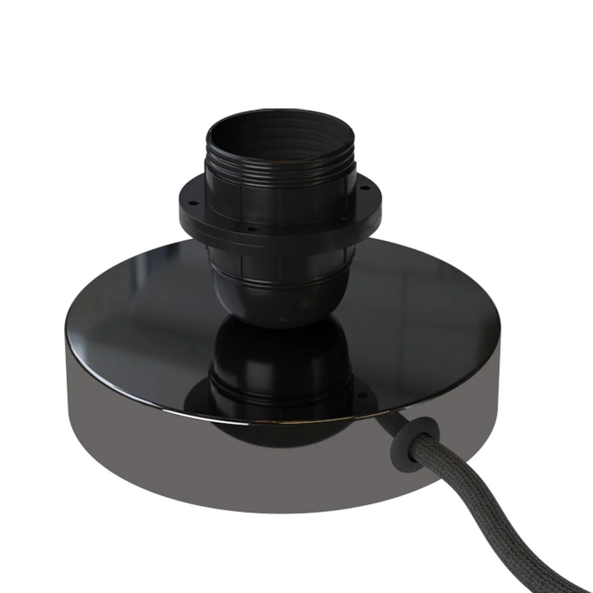 Posaluce per paralume - Lampada da tavolo in metallo e spina UK - Nero perla