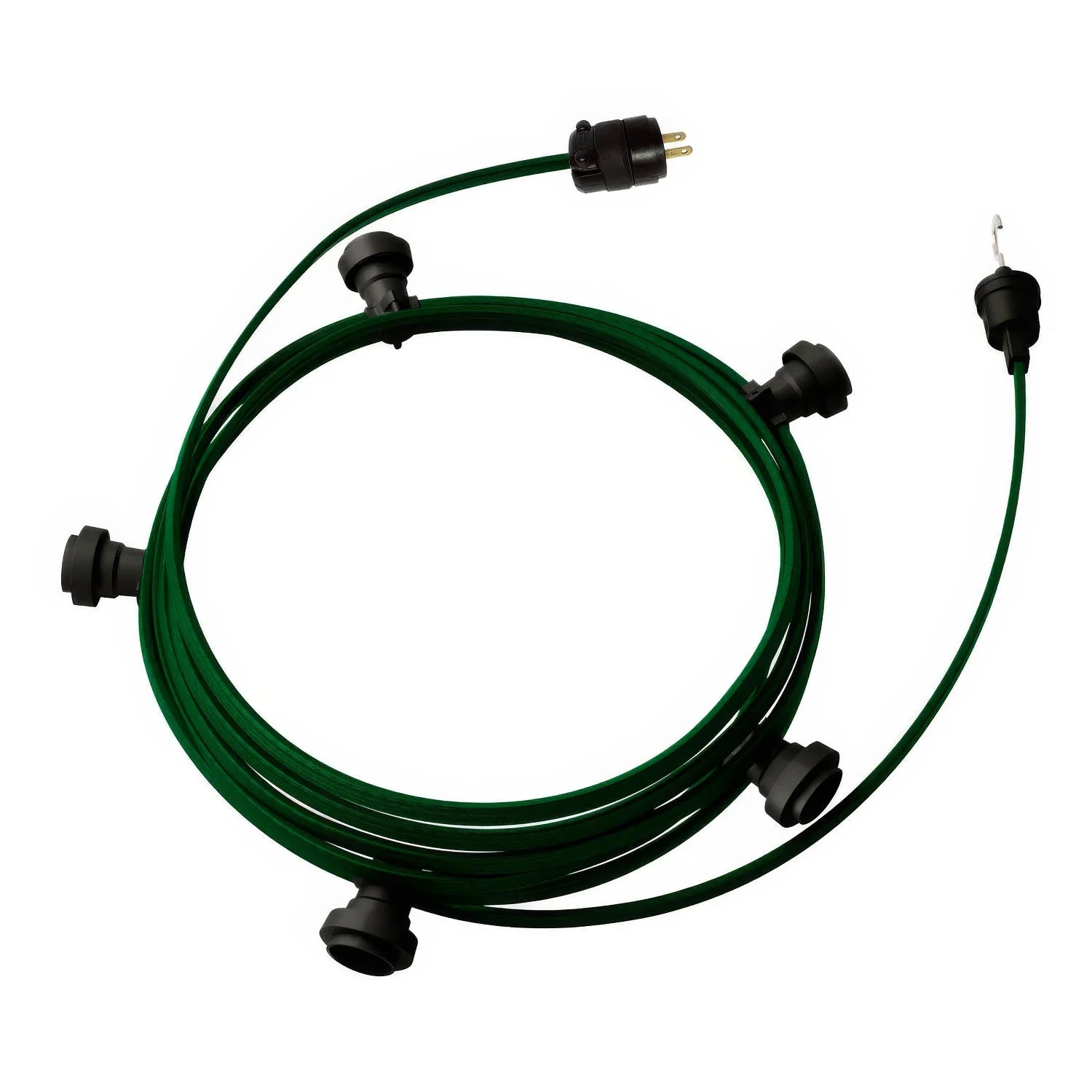 Ready-to-use 25ft String Light with 5 black Sockets, Hook and Plug - CM21