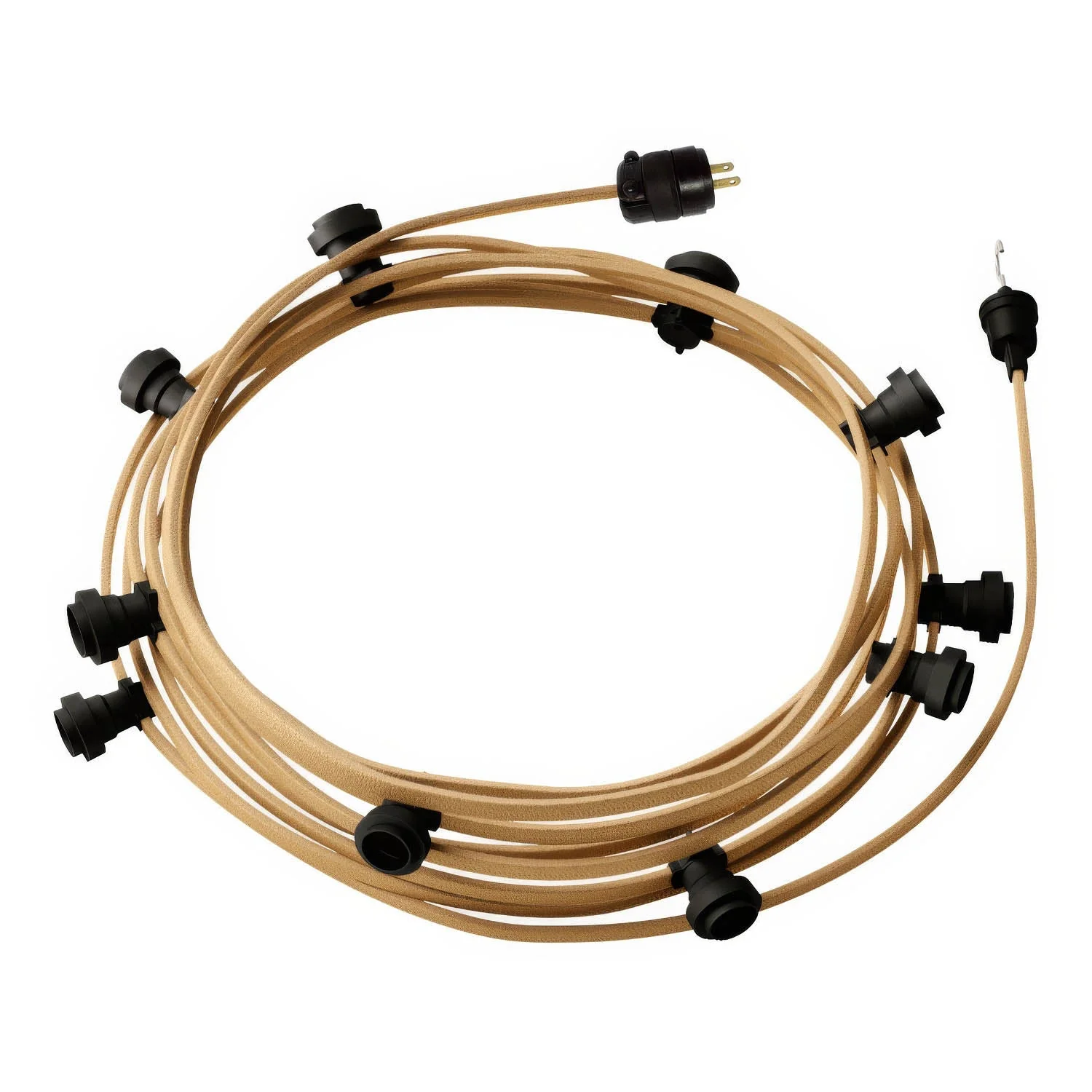 Ready-to-use 40ft String Light with 10 black Sockets, Hook and Plug - CN06