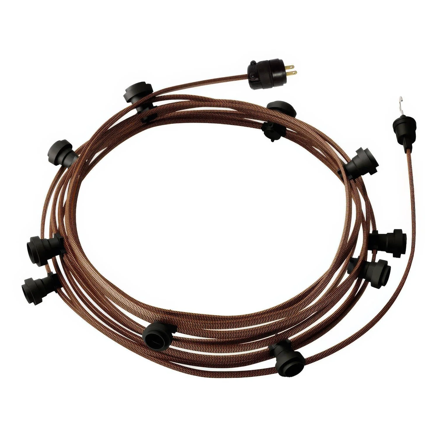 Ready-to-use 40ft String Light with 10 black Sockets, Hook and Plug - CZ22