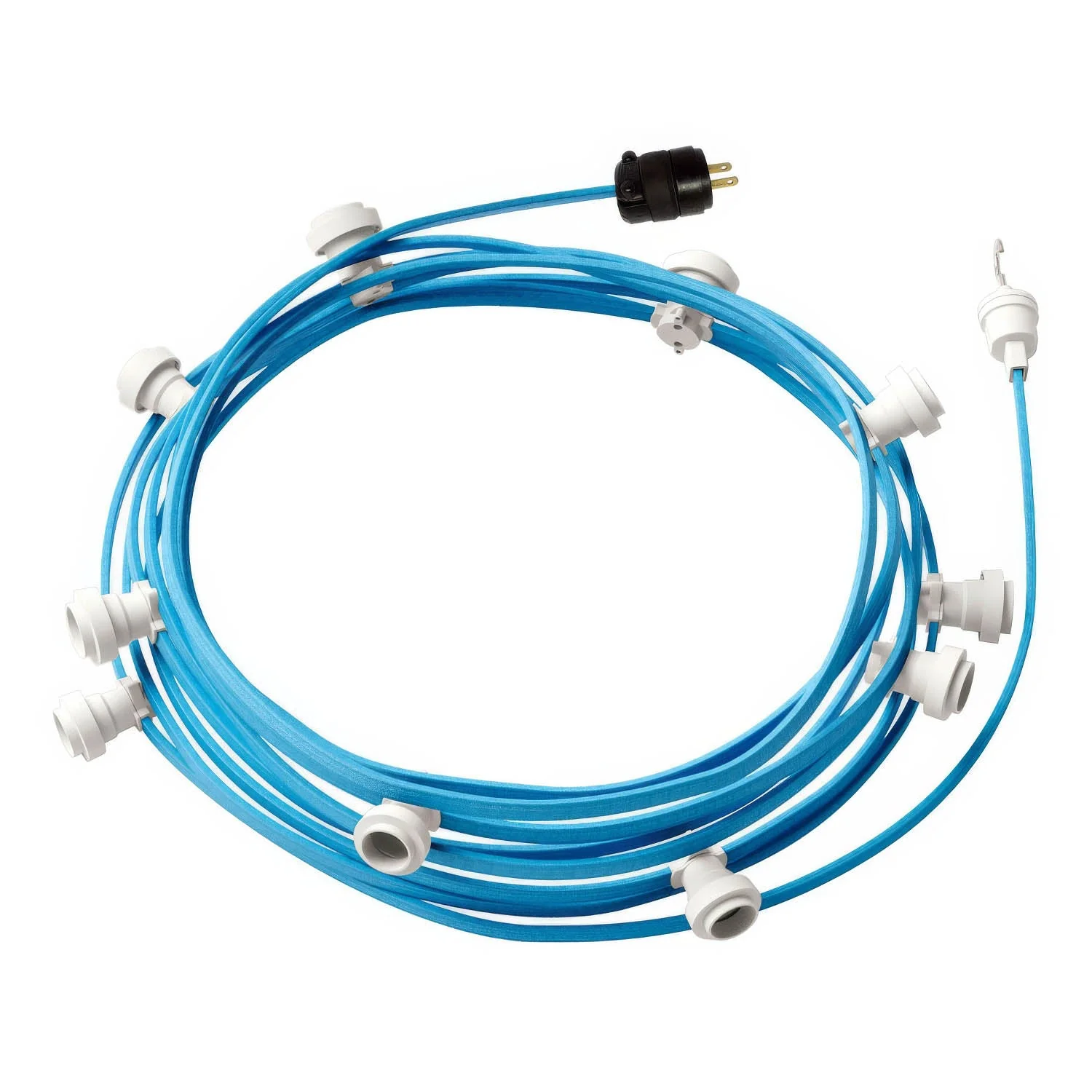 Ready-to-use 40ft String Light with 10 white Sockets, Hook and Plug - CM17
