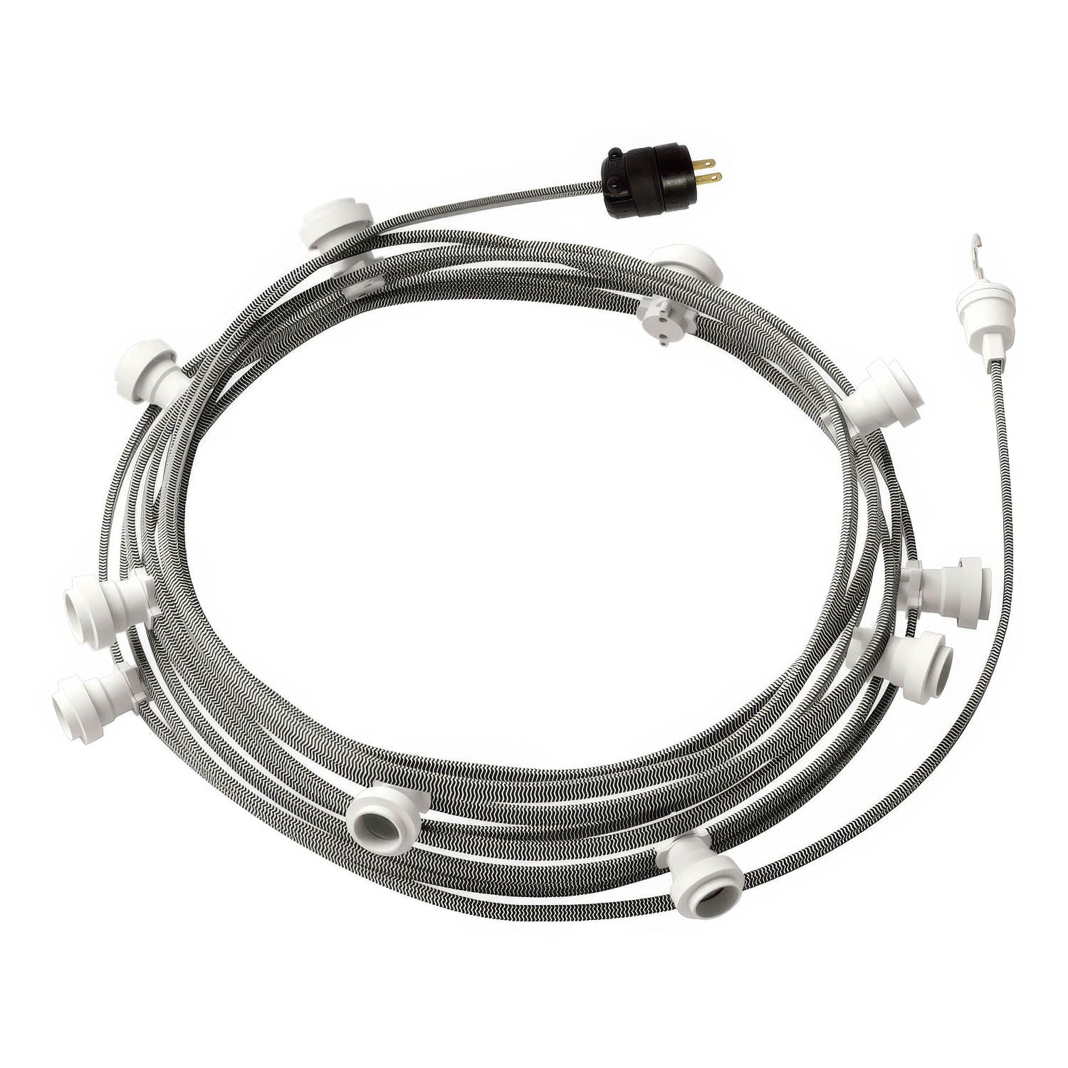 Ready-to-use 40ft String Light with 10 white Sockets, Hook and Plug - CZ04
