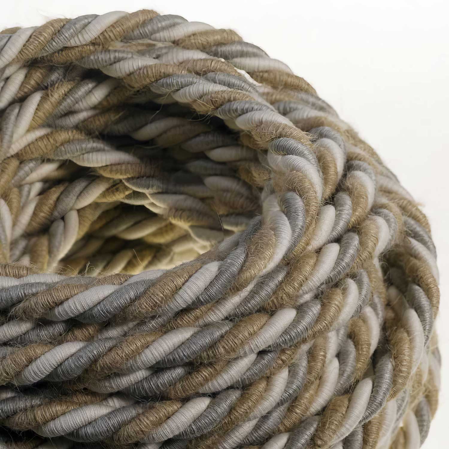 Rope electrical wire 18/3 AWG wire inside. Natural linen, cotton fabric and jute covering Country - Image 2