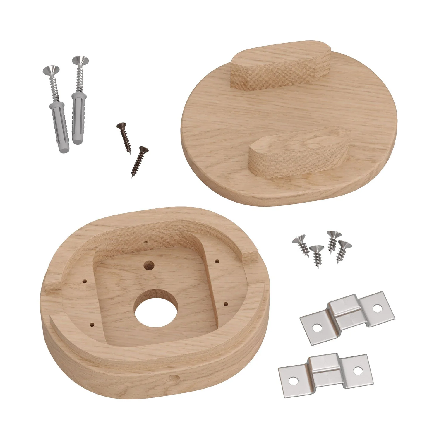 Rosone ovale in legno con 2 fori laterali per cavo per catenaria e sistema Filé. Made in Italy - Neutro - Image 3