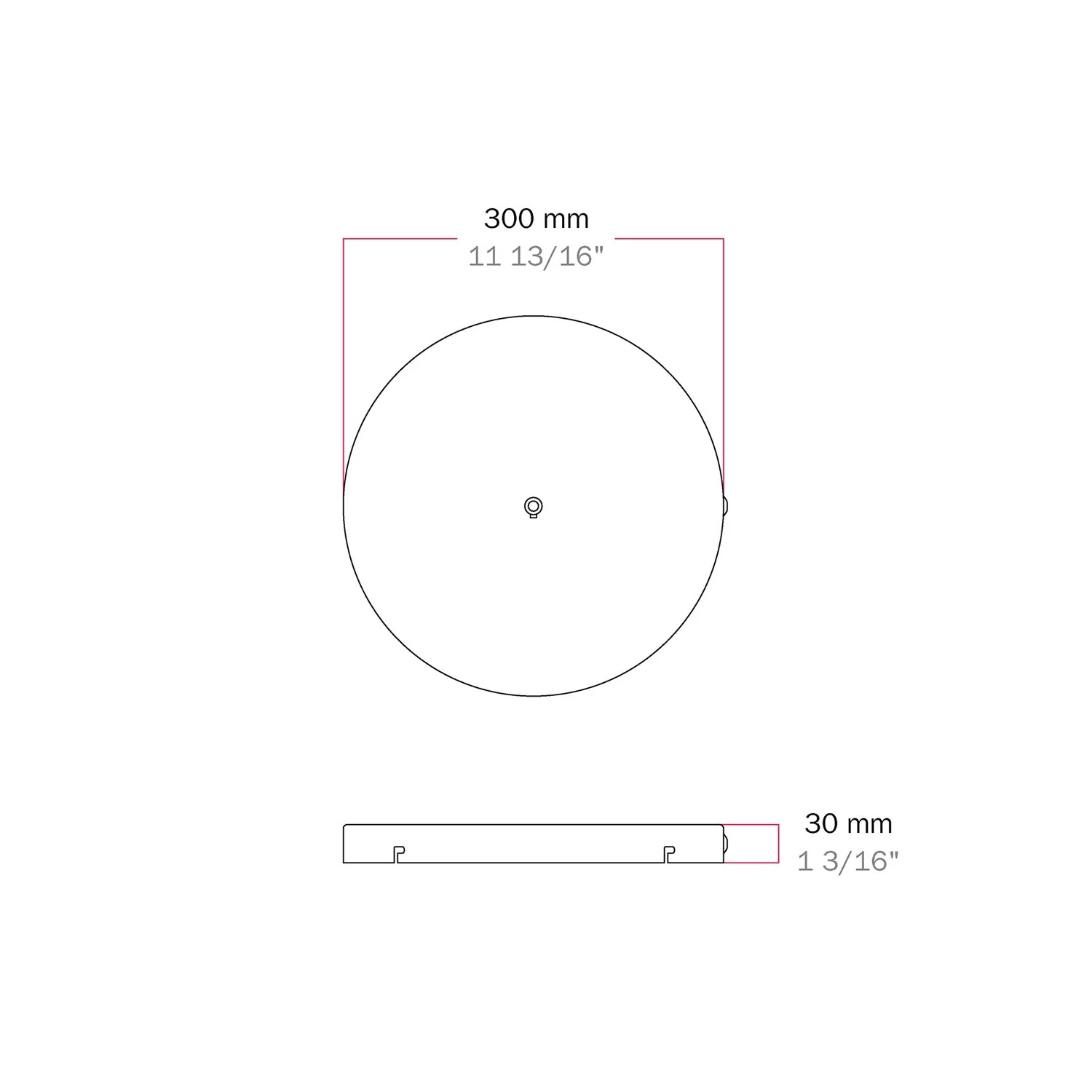 Rosone rotondo in alluminio Ø 30 cm con staffa e cavo di messa a terra, con 1 foro centrale - Bianco Opaco - Image 10