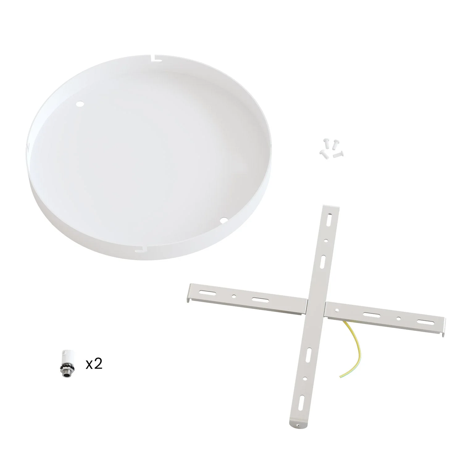 Rosone rotondo in alluminio Ø 30 cm con staffa e cavo di messa a terra, con 2 fori frontali - Bianco Opaco - Image 4