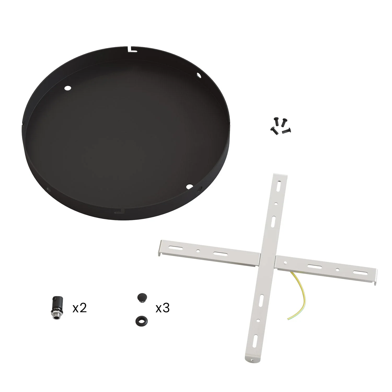 Rosone rotondo in alluminio Ø 30 cm con staffa e cavo di messa a terra, con 2 fori frontali - Nero - Image 19