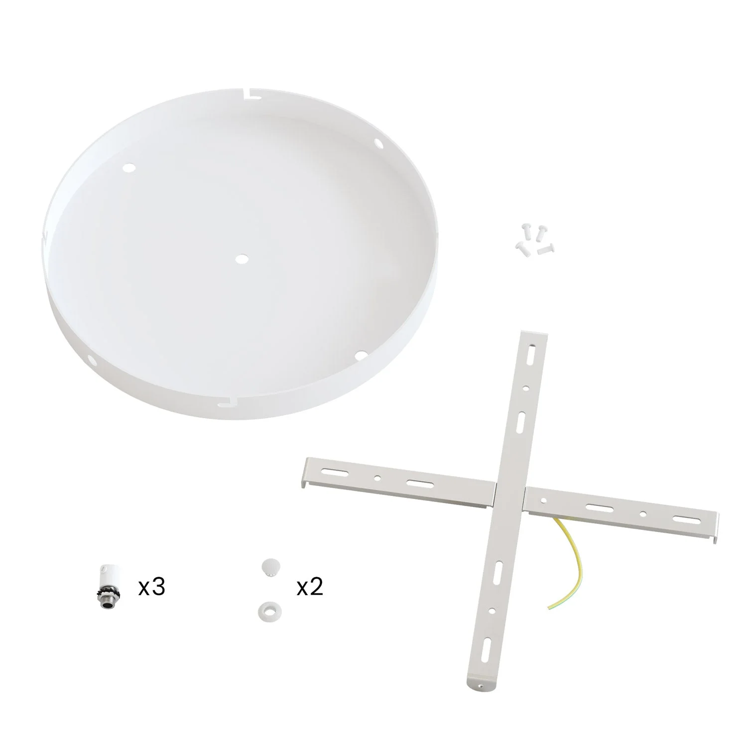 Rosone rotondo in alluminio Ø 30 cm con staffa e cavo di messa a terra, con 3 fori frontali - Bianco Opaco - Image 14