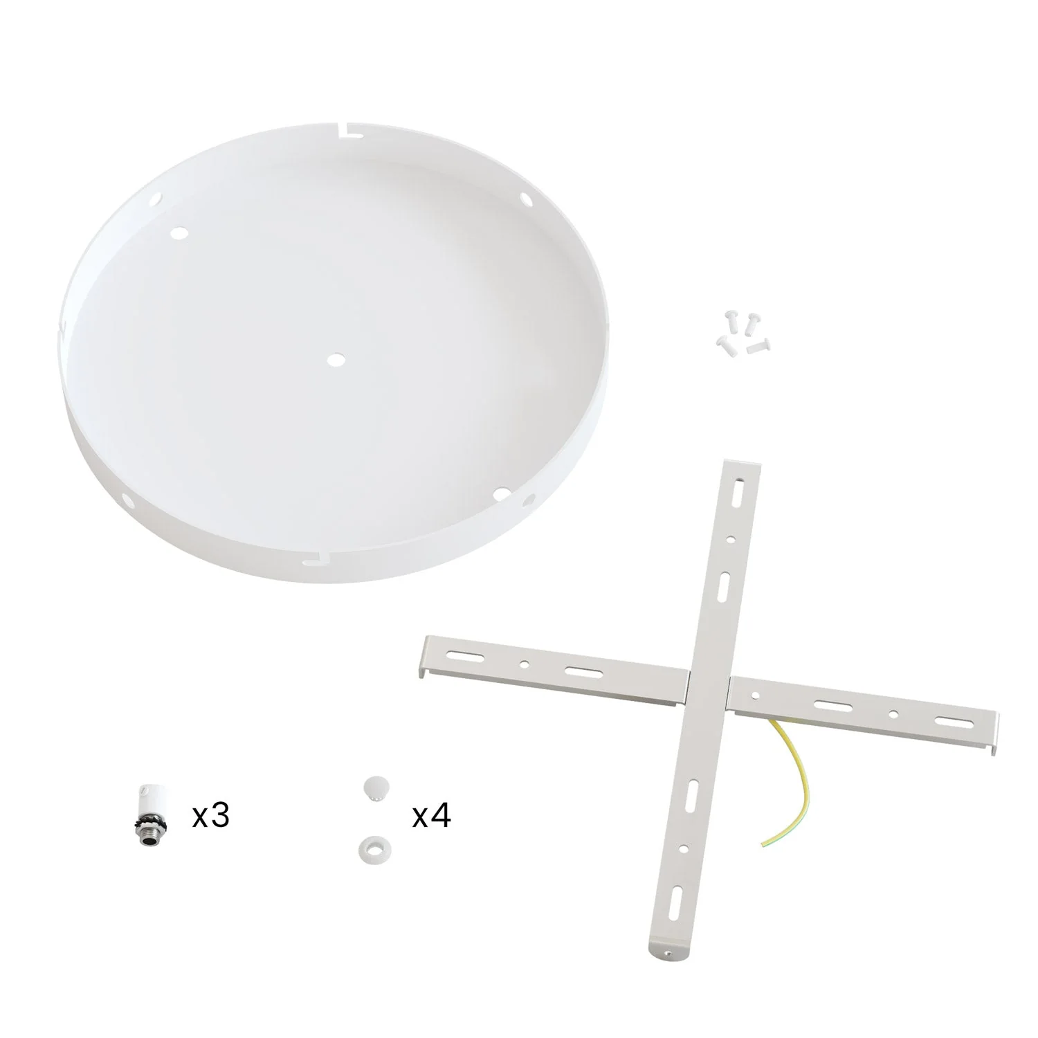 Rosone rotondo in alluminio Ø 30 cm con staffa e cavo di messa a terra, con 3 fori frontali - Bianco Opaco - Image 24