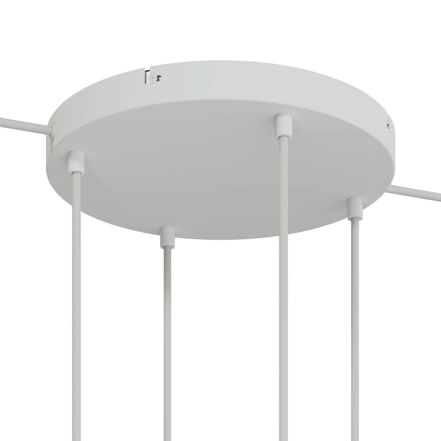 Rosone rotondo in alluminio Ø 30 cm con staffa e cavo di messa a terra, con 4 fori frontali - Bianco Opaco - Image 11