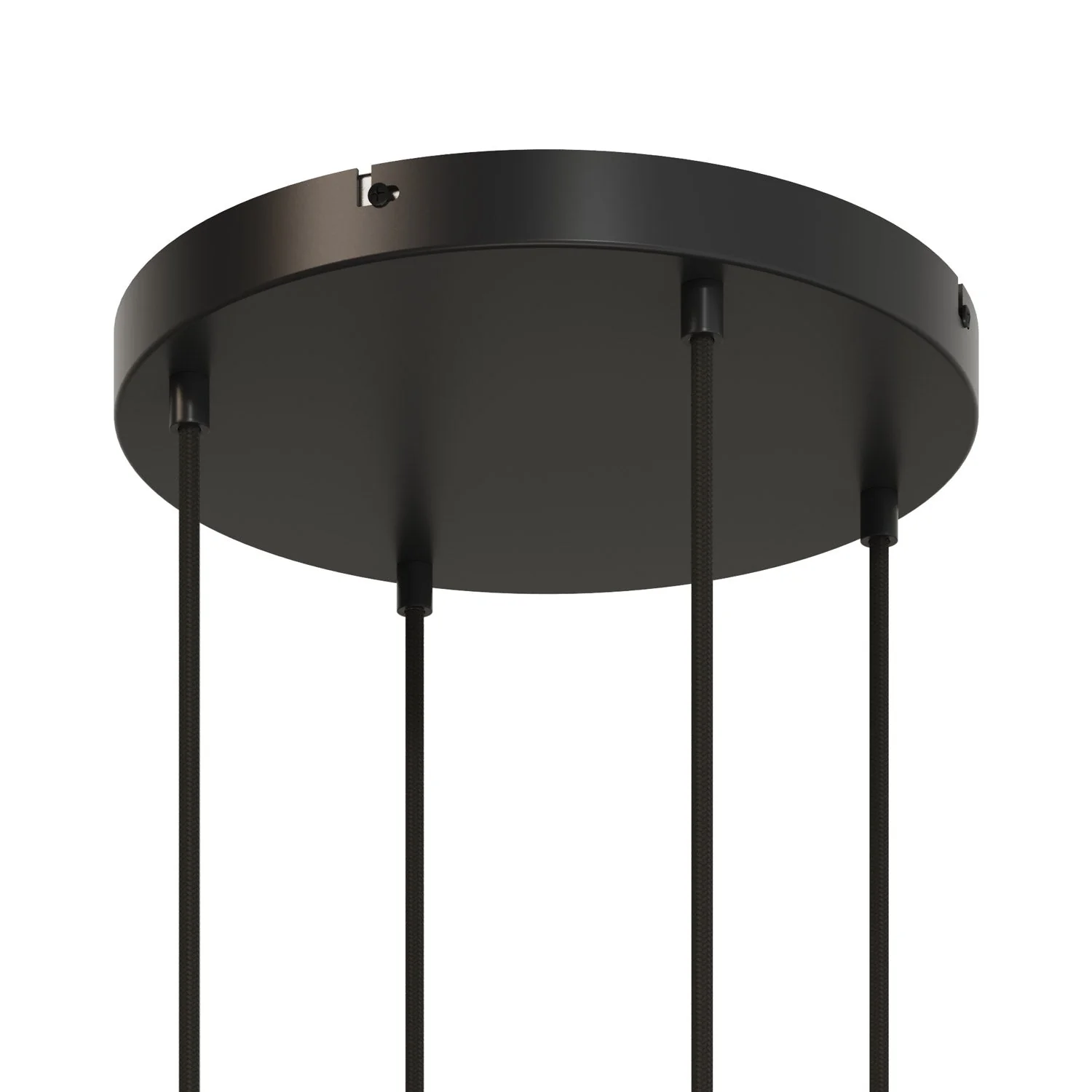 Rosone rotondo in alluminio Ø 30 cm con staffa e cavo di messa a terra, con 4 fori frontali - Nero