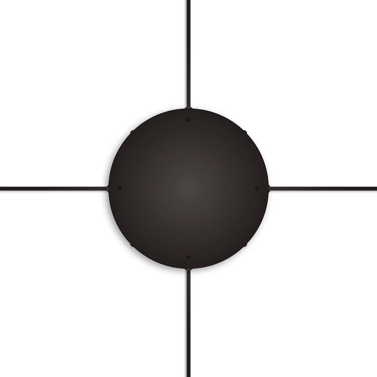 Rosone rotondo in alluminio Ø 30 cm con staffa e cavo di messa a terra, con 4 fori frontali - Nero - Image 22